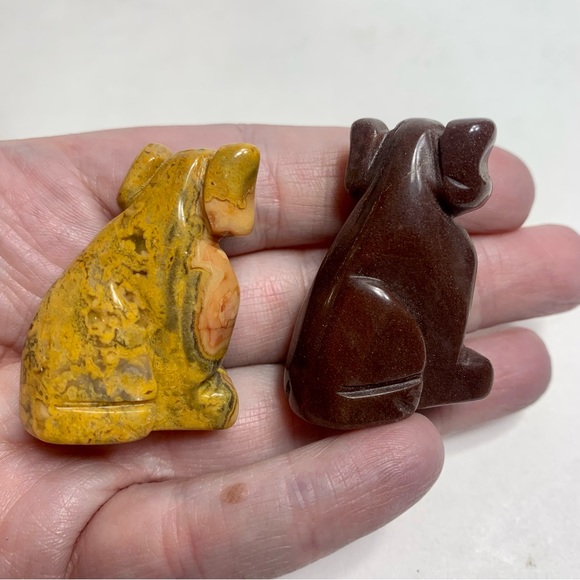 Four Figurines Natural Stone gemstone decor. Two cats and two dogs. - Picture 7 of 11
